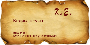 Kreps Ervin névjegykártya